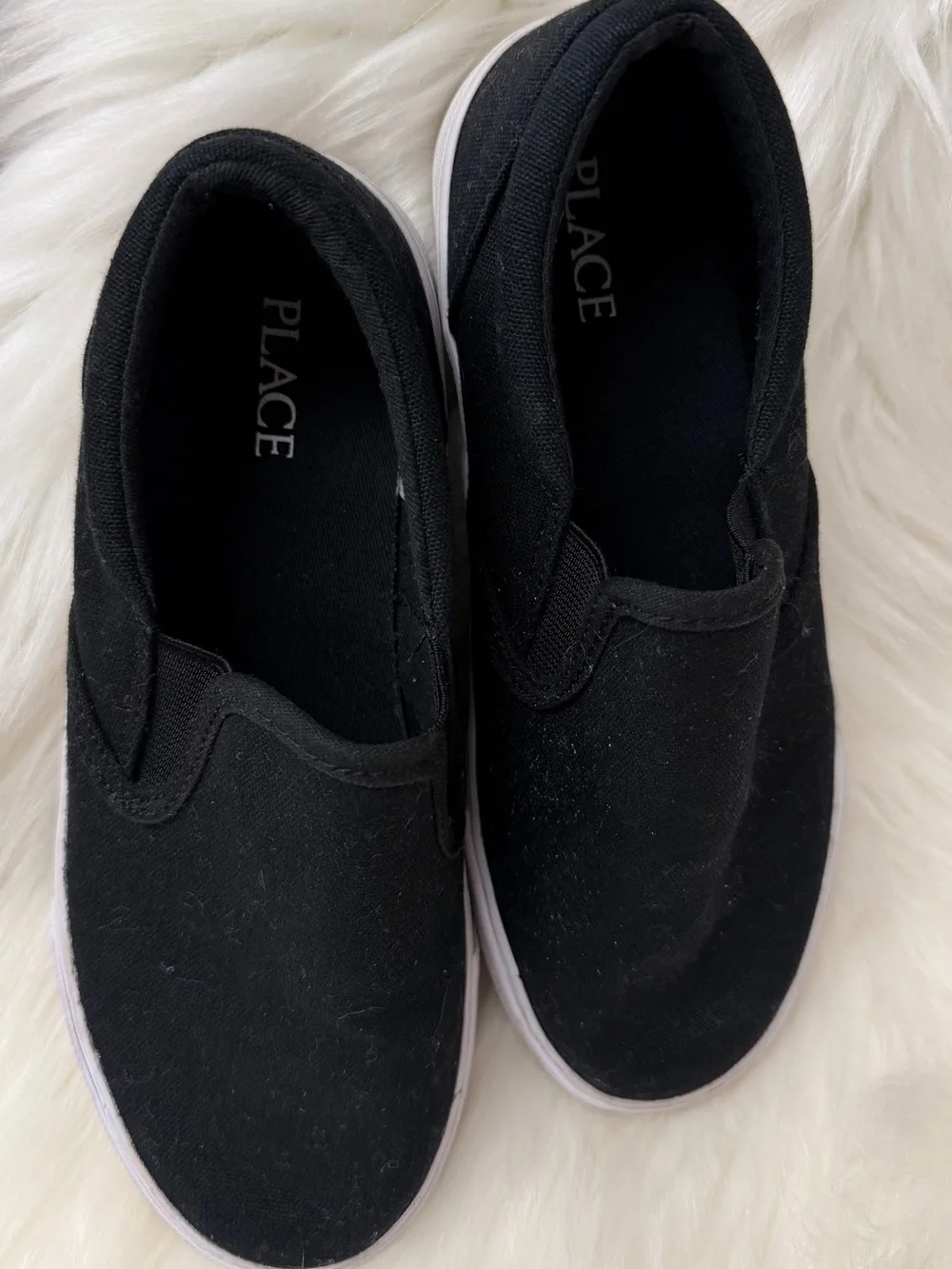 The Children's Place Black Slip-On Sneakers with White Sole
